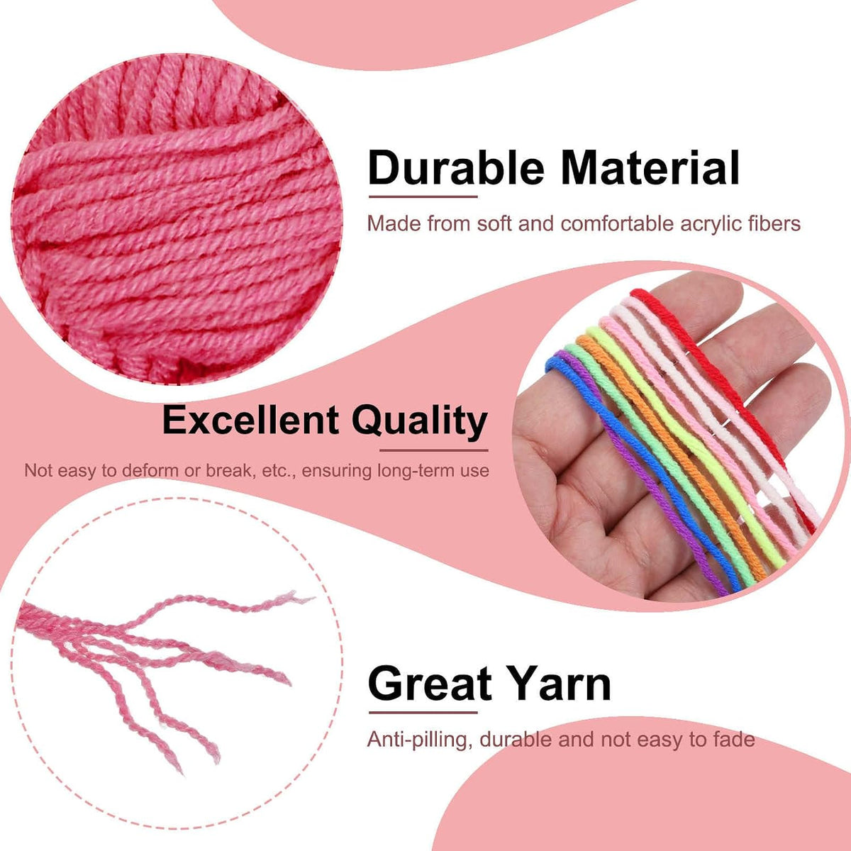 2PCS Crocheting Yarn,Peach Pink 5 Ply Acrylic Yarn 100g Sport Weight Yarns Bulk Soft and Fluffy Yarns for Knitting DIY Crochet Handicraft Blankets Gift,197 Yards