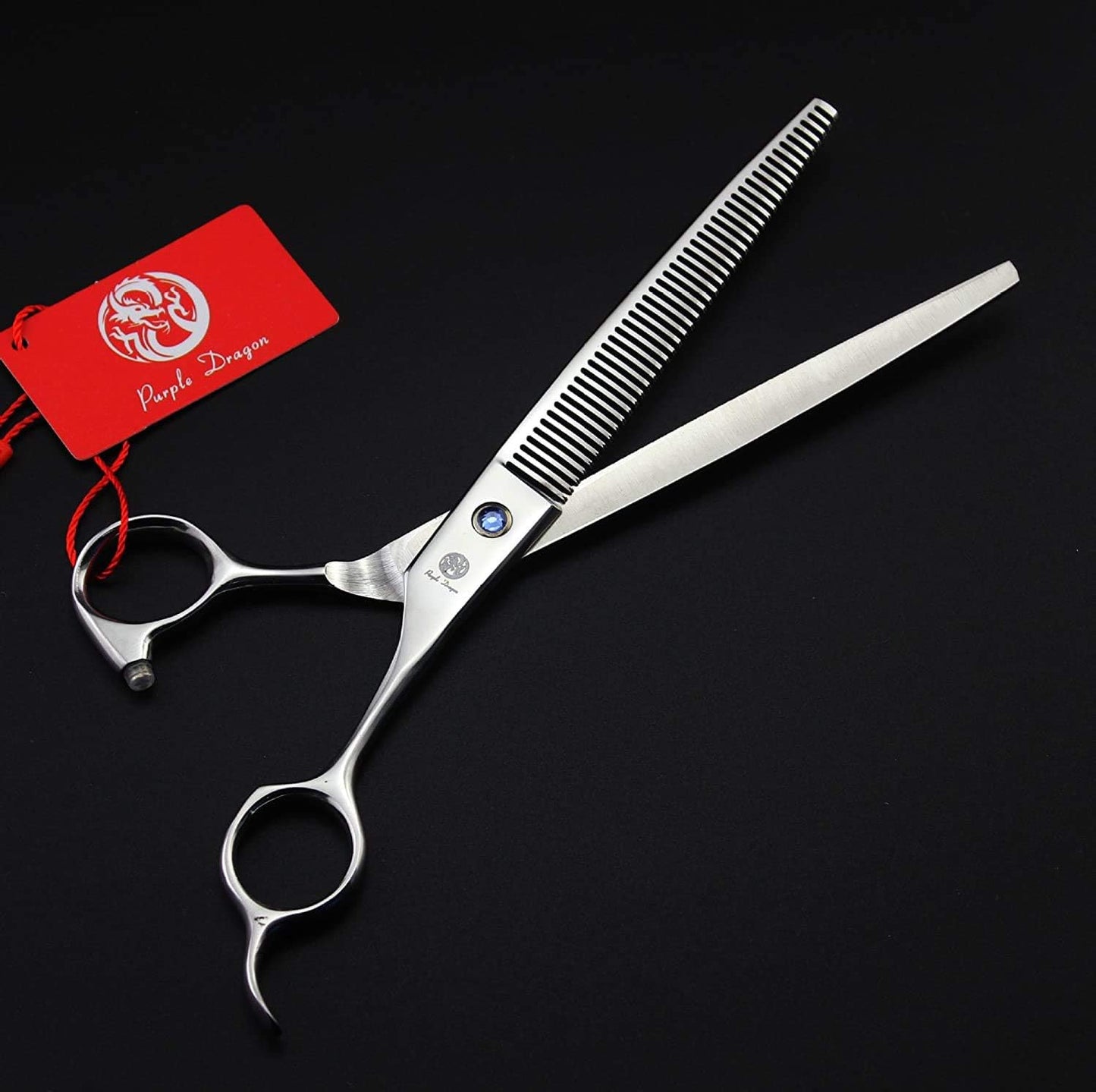 Purple Dragon 8.0 inch Dog Hair Cutting, Curved and Thinning Scissor Shears Pet Grooming Tool Kit