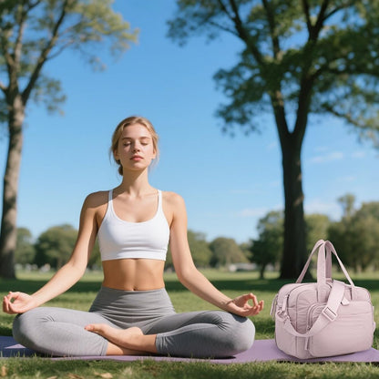 mini gym bag for women, travel duffel bag with wet pockets and Shoe Compartment,Lightweight carry on weekender duffel, water resistant,for sports,yoga,dance,pink