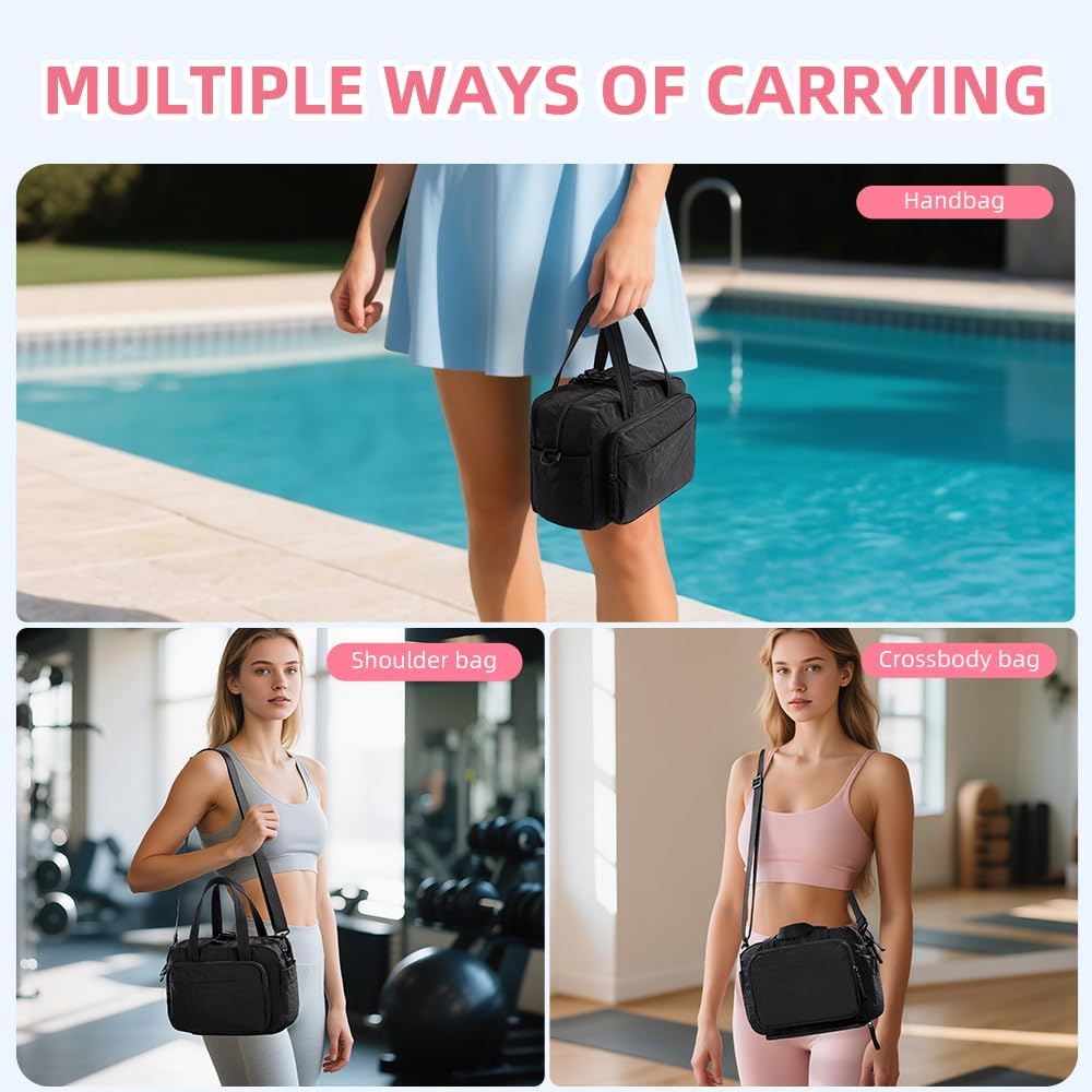 mini gym bag for women, travel duffel bag with wet pockets and Shoe Compartment,Lightweight carry on weekender duffel, water resistant,for sports,yoga,dance,pink
