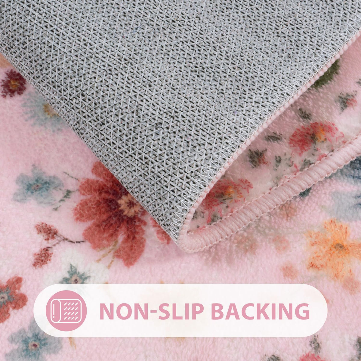 Bath Mats for Bathroom, Cute Pink Bathroom Rugs, Modern Ultra-Soft Non-Slip Bath Rug, Machine Washable Farmhouse Floral Toilet Rug for Sink Shower Door Mat, 18x26 inch
