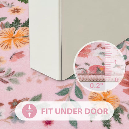 Bath Mats for Bathroom, Cute Pink Bathroom Rugs, Modern Ultra-Soft Non-Slip Bath Rug, Machine Washable Farmhouse Floral Toilet Rug for Sink Shower Door Mat, 18x26 inch