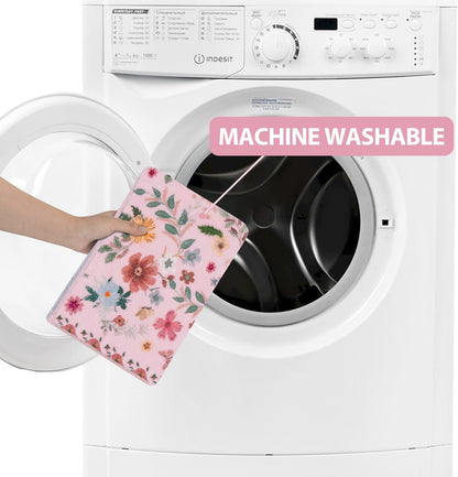 Bath Mats for Bathroom, Cute Pink Bathroom Rugs, Modern Ultra-Soft Non-Slip Bath Rug, Machine Washable Farmhouse Floral Toilet Rug for Sink Shower Door Mat, 18x26 inch