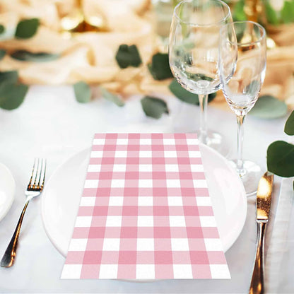 100 Pcs Light Pink Gingham Dinner Napkins 3-Ply Pink and White Buffalo Plaid Napkins Disposable Guest Hand Towels for Bathroom Wedding Birthday Checkered Paper Napkin