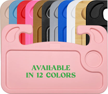 lebogner Steering Wheel Tray, Car Tray for Eating, Hook On Steering Wheel Desk for Food, Laptop and Car Accessories, Car Road Trip Must Haves Gadgets Car Table (Light Pink)