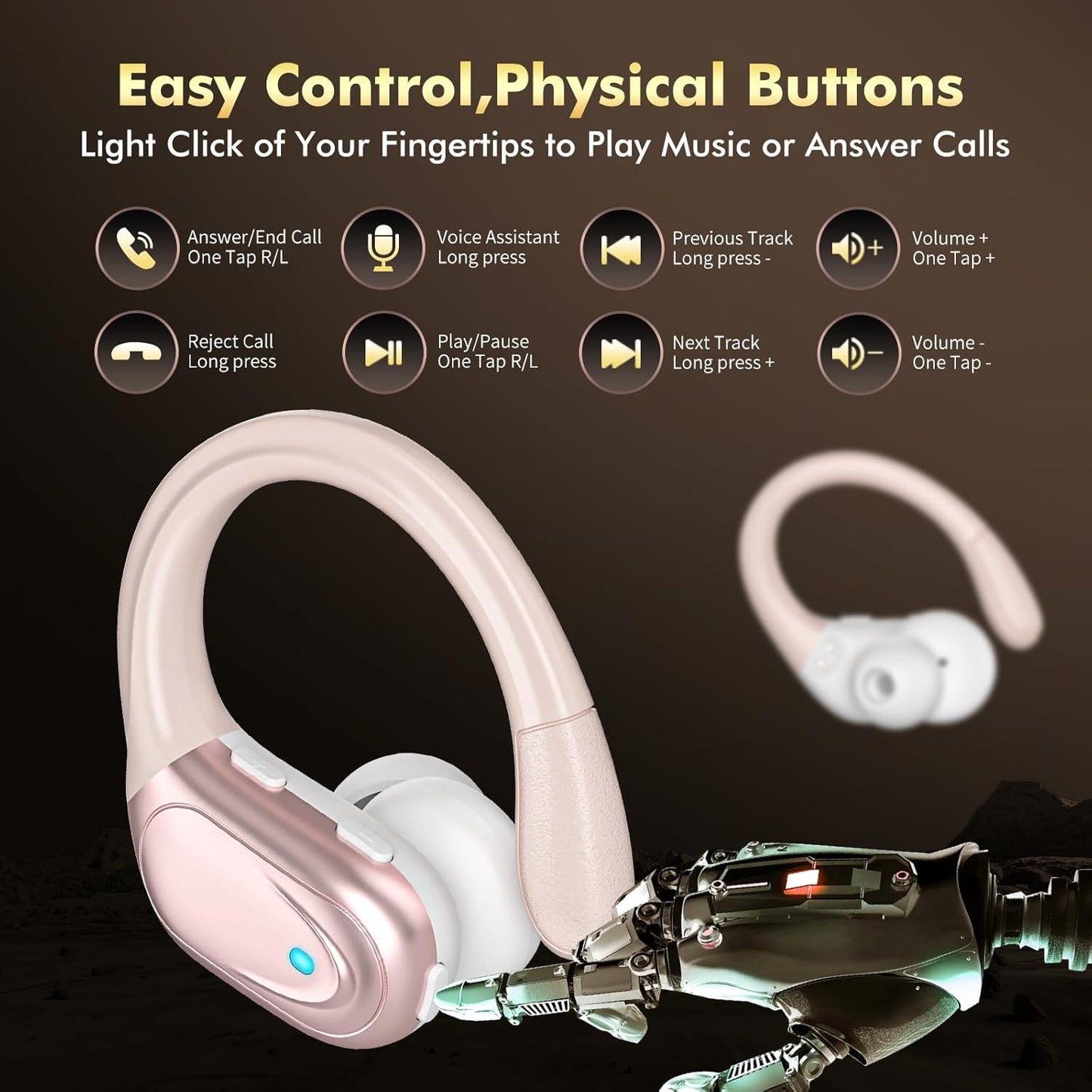 HAOYUYAN Wireless Earbuds, Sports Bluetooth Headphones, LED Power Display Ear Buds with 80Hrs Playtime, Noise Canceling Headset, IPX7 Waterproof Earphones for Workout/Running