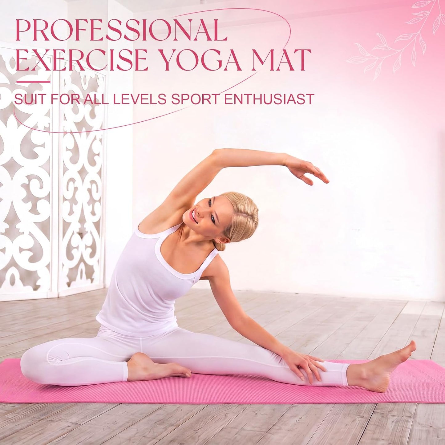 3 mm Thin Yoga Mats Bulk, Lightweight PVC Exercise Mats Non Slip Workout Fitness Pads for Yoga Pilates Stretching Classes Gym Home Studio, Easy to Clean