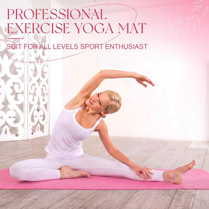 3 mm Thin Yoga Mats Bulk, Lightweight PVC Exercise Mats Non Slip Workout Fitness Pads for Yoga Pilates Stretching Classes Gym Home Studio, Easy to Clean