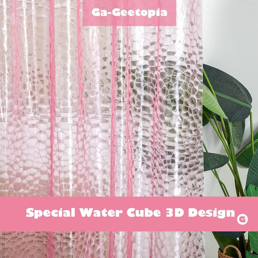 Ga-Geetopia EVA 3D Pink/Magenta Water Cube Plastic Shower Curtain Liner - Premium Light Weight 72" x 72" Bathroom Shower Showroom Curtain Liner with Rustproof Metal Gromments and Weighted Magnet
