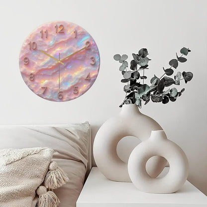 8-Inch Silent Acrylic Wall Clock, Pink Opal Clock Face Numbers Droplets ” Silent Non-Ticking Clock, Artistic Home Decor for Kitchen Bathroom Bedroom Living Room Office
