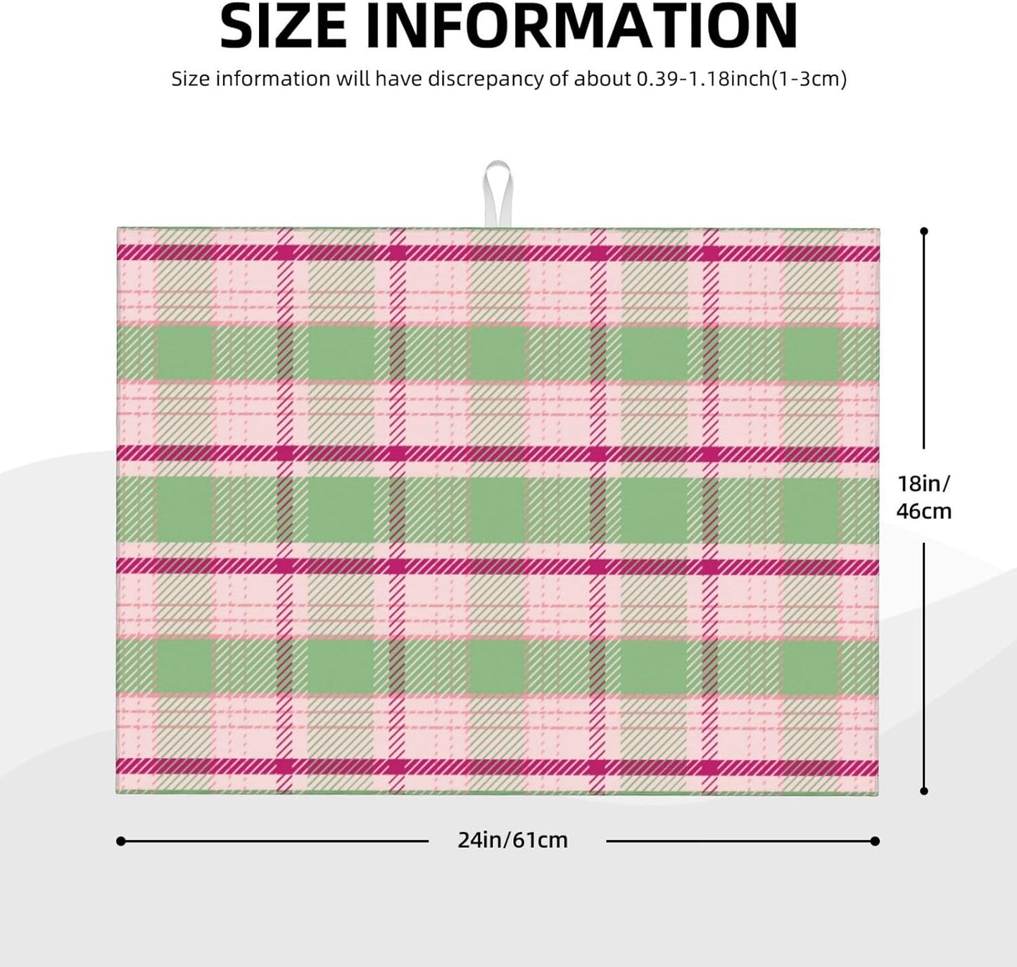 Dish Drying Mat Kitchen Counter Absorbent Light Green And Pink Tartan Plaid Pattern In Fresh Coffee Sink Mat Dish Drainer Pad 18 Inch X 24 Inch