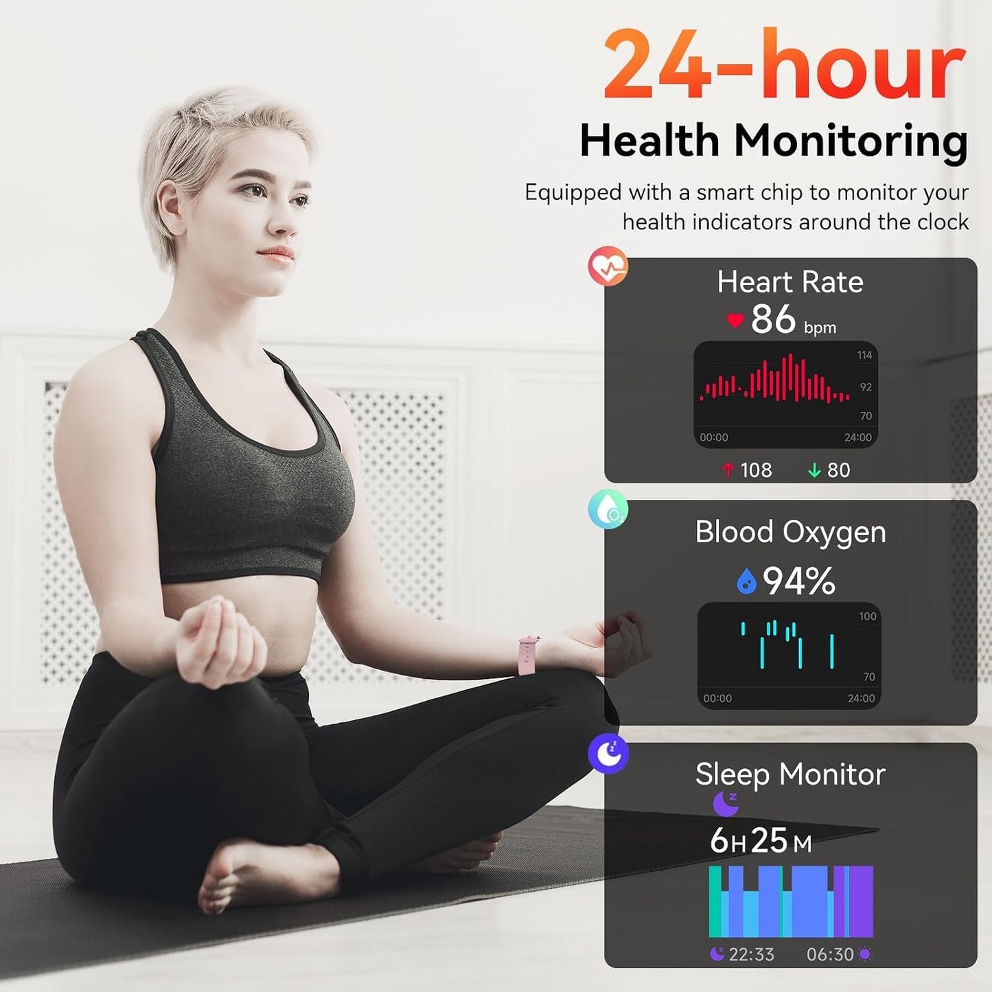 Smart Watch with Alexa Built-in 1.83" HD 2026 Health Fitness Tracker Bluetooth Calls and Notifications 120+ Sport Modes Heart Rate Sleep Monitor Fitness Watch IP68 Waterproof iPhone Android (Pink)