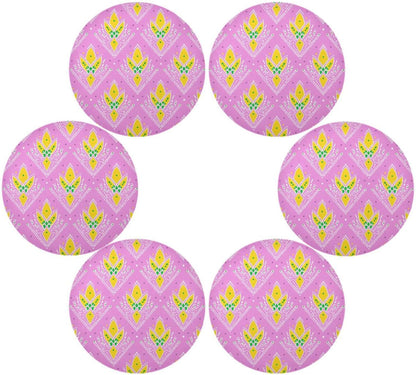 Yellow Peach Pattern rattan round placemats reusable chalkboard placemats pvc individuales para mesa de comedor elegantes 15.4x15.4in set of 6