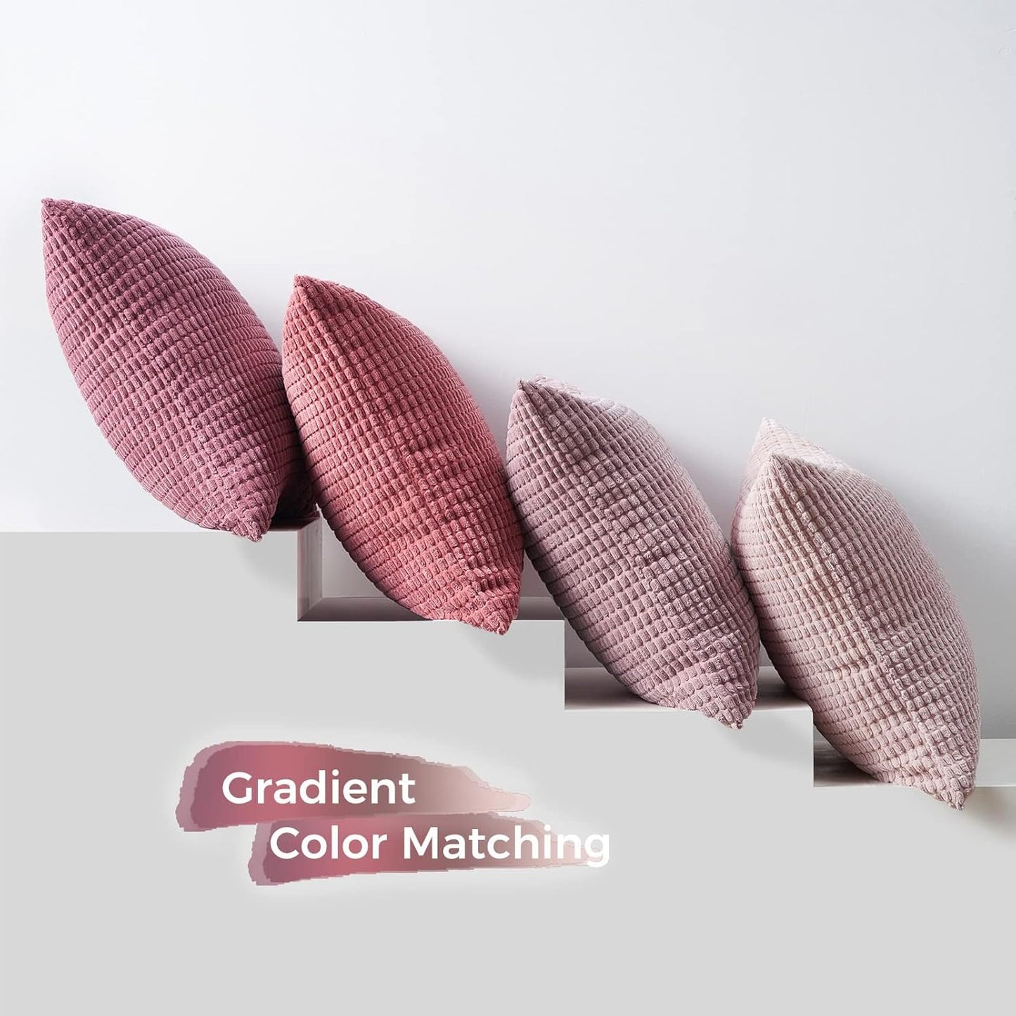 Topfinel 4 Packs Pink Decorative Throw Pillow Covers 24x24 Inch for Living Room Couch Bed Sofa, Boho Western Farmhouse Home Decor, Square Soft Moss Corduroy Fall Cushion Case 60x60 cm