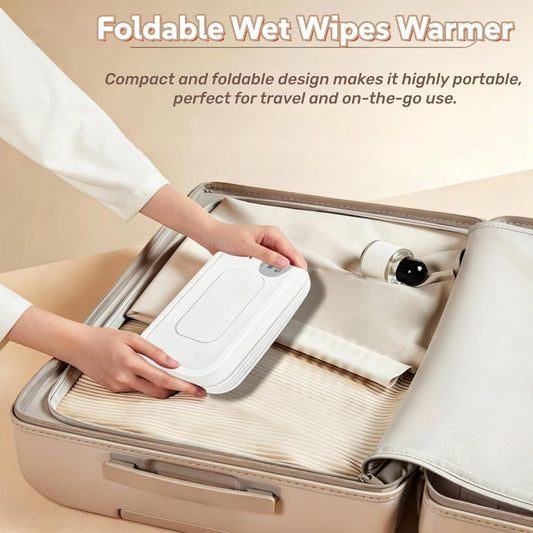 Wet Wipes Warmer, Wipe Warmer Cordless with 3 Adjustable Temperature, Foldable Portable USB Wipe Heater and Dispenser, Digital Display Space Saving Wipe Warmer with Lid for Home Outdoor Travel (Pink)