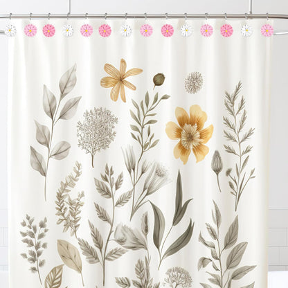 12 PCS Daisy Flower Shower Curtain Hooks Floral Decorative Curtain Hanger Rings Bathroom Curtain Hooks Living Room Bedroom Decor (deep Pink, Soft Pink, White)