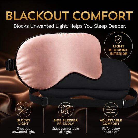 Anti Aging Silk Sleep Mask for Women, Mulberry Silk Eye Mask for Sleeping and Skin Care, Blackout Sleep Mask with Copper Ion Technology Reduces Eye Puffiness, Fine Lines and Wrinkles