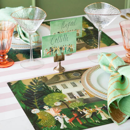 Striped Table Runner - Pink Paper Table Runner for Patries or Weddings - American Made
