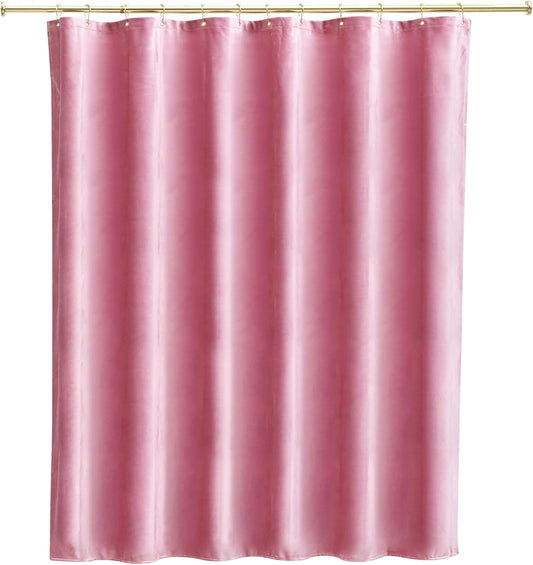 Velvet Pink Color Shower Curtain Pink Color Pleuche Thicken Soft Smooth Pleuche for Bathroom Shower Curtain 78X78 Inches-12Pcs Gold Metal Hooks