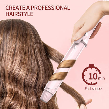 1 1/5 Inch Curling Iron with Clipped Tourmaline Ceramic Barrel Professional 1.25 Inch Hair Curler up to 450°F Dual Voltage for Traveling 60 Mins Auto Off Suit for Different (Pink, 1.25 Inch)