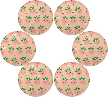 Round Placemats Set of 4 Cute Peach Washable Non-Slip Heat Resistant Place Mats, 15.4” Dining Table Place Mats for Kitchen Holiday Party Decoration
