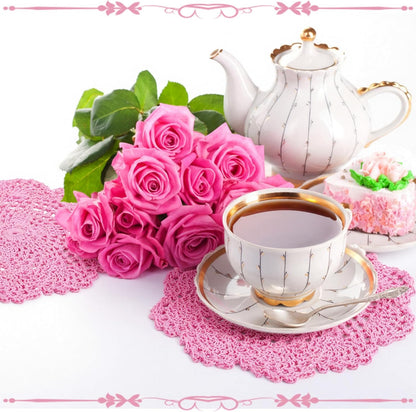10 Pcs 8 Inch Cute Crochet Doilies Crochet Flower Coasters Handmade Cotton Coaster Round Lace Placemats with Floral Patterns Doily Cloth Set Spring Wedding Easter Party Decoration(Pink)