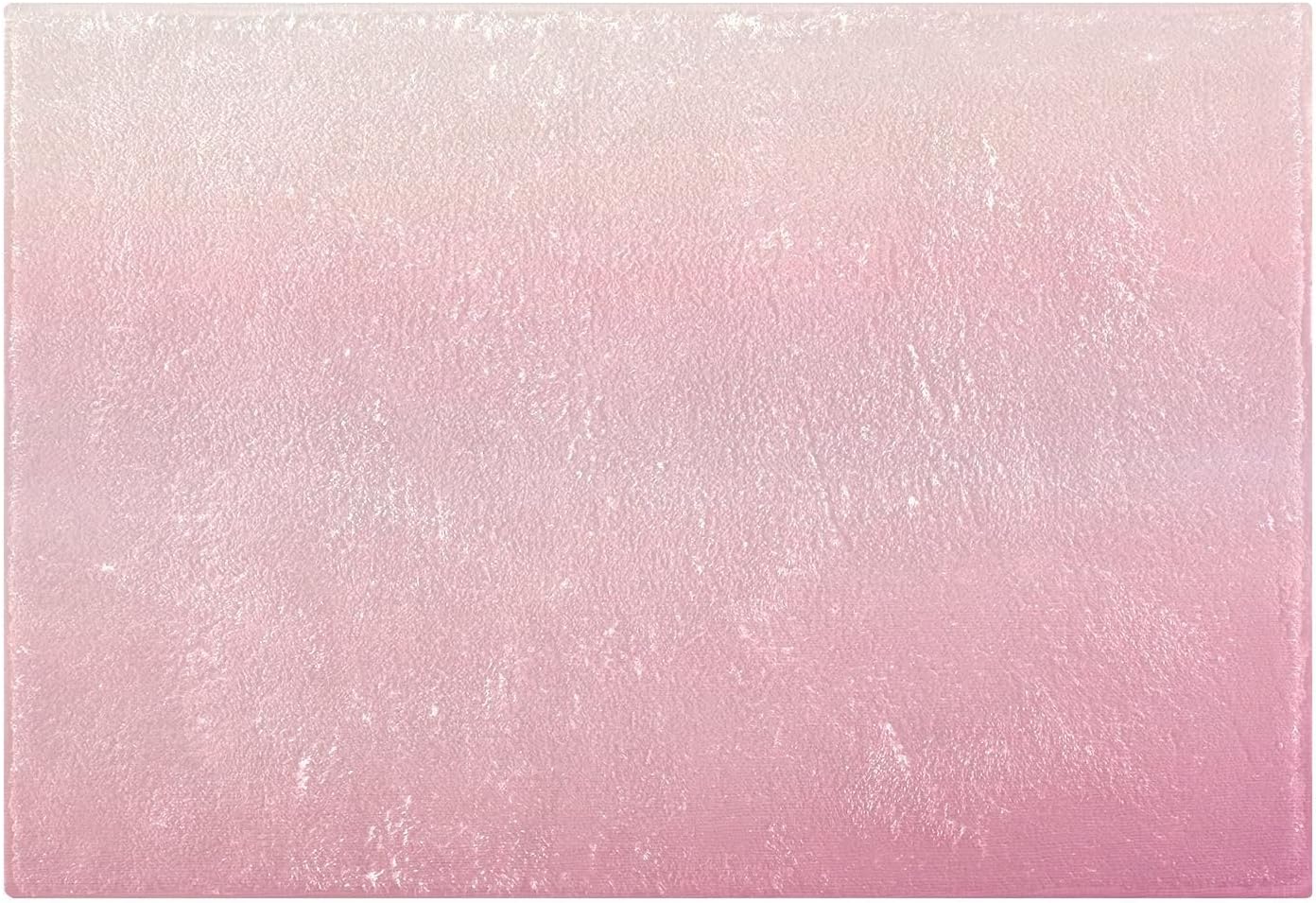 Minimalist Pink Plush Rectangle Bath Rug, Soft Absorbent Fluffy Bathroom Mat with Non Slip TPR Backing for Shower Sink Floor, 16 x 24 in