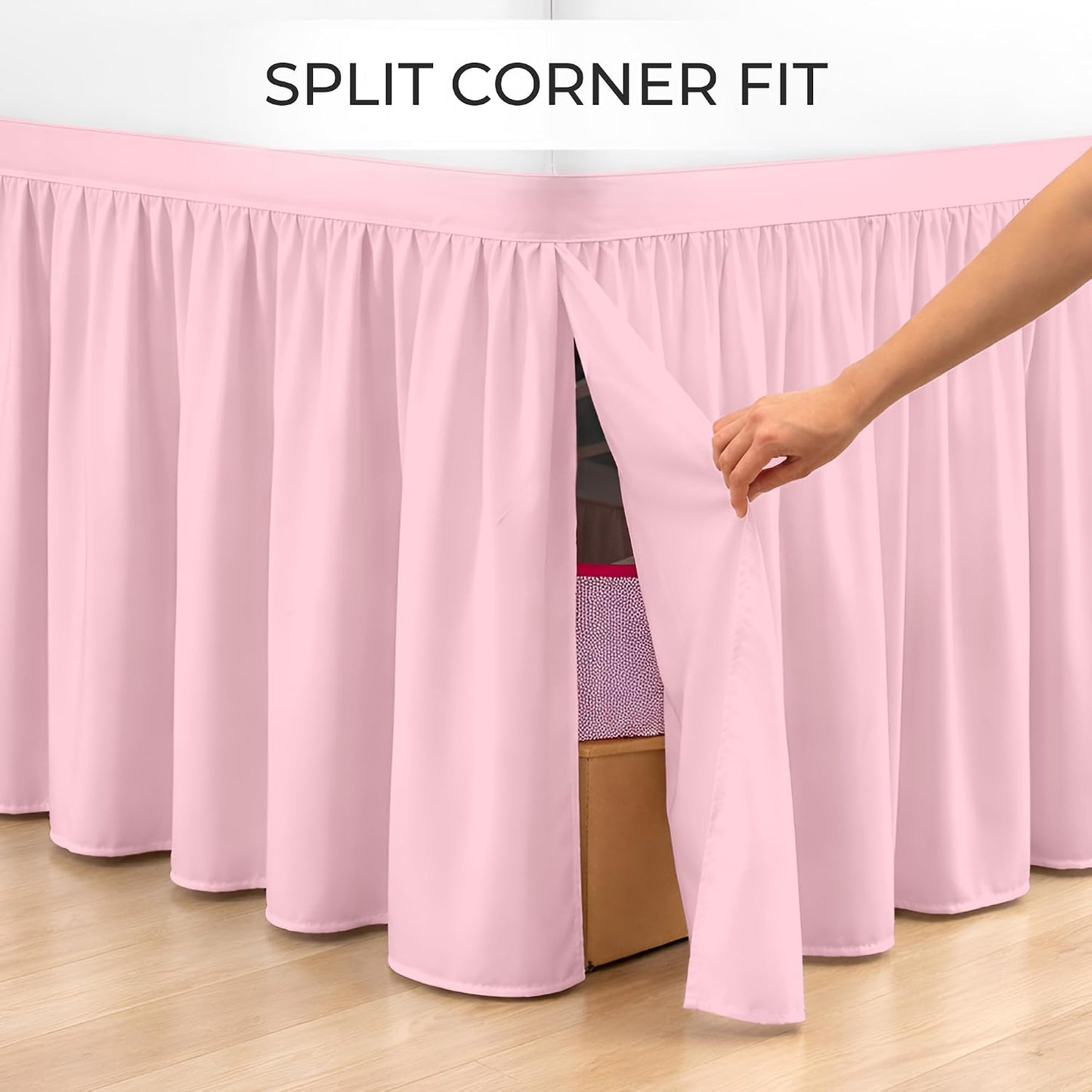 SGI bedding Dorm Bed Skirt Twin XL 42 Inch Drop Length - Pink, Ruffled Pattern College Dorm Room Bed Skirts - Split Corner, Easy Care, Wrinkle Free 1800 Series Microfiber Bed Skirt