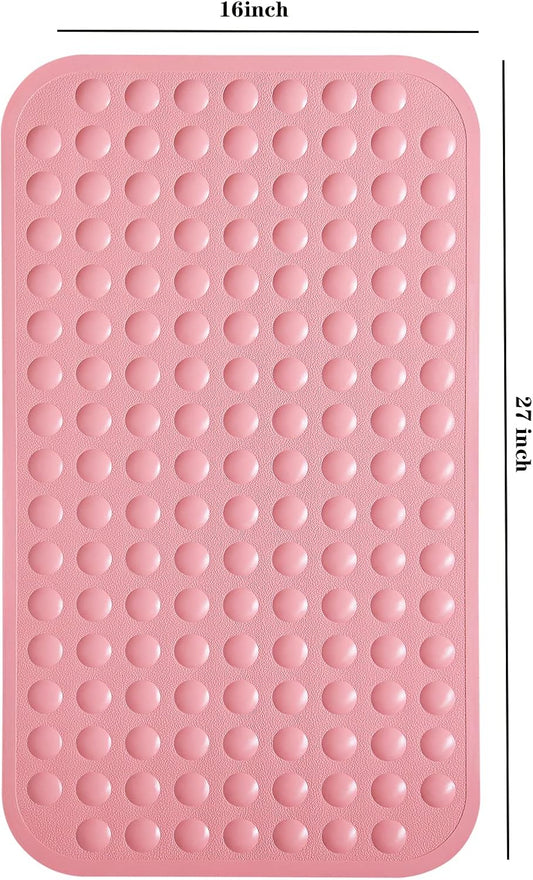 Yanzifly Bathtub Mat Non Slip Bath Mat for Tub Silicone Soft Bath Tub Mat Non Slip Shower Mats, Suction Cups Bath Tub Anti Slip Matt for Family Use, Machine Washable - Pink