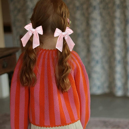 2pc Light Pink Hair Bows 4" Soft Velvet Ribbon Bowknot Alligator Clip for Teen Toddler Baby Girls Kids Women Birthday Tutu Dress Ponytail Decor Accessory Valentines Gift