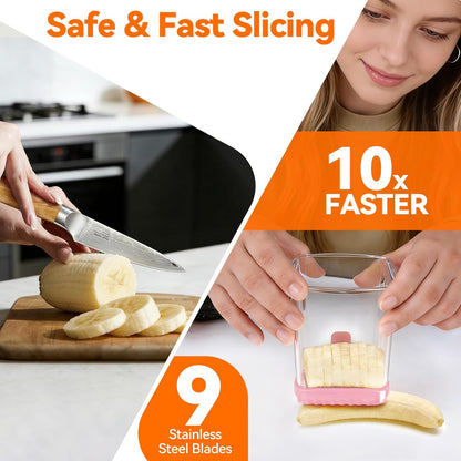 Strawberry Slicer & Fruit Slicer Cup – Ultra Sharp Stainless Steel Blades, Detachable Cutter with Push Plate – Rapid & Safe Slicing Kitchen Gadget for Quick Meal Prep (Pink)