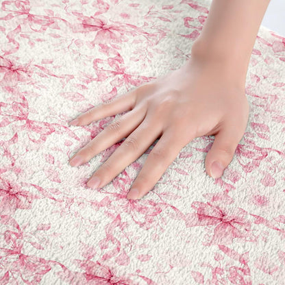 Erosebridal Ribbon Bow Bathroom Rugs 16" x 24" Rose Bath Mat Leaves Cute Princess Flowers Doormat Pink Floral Bowknot Aesthetic