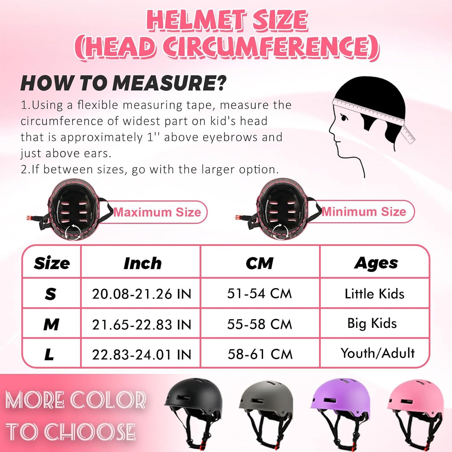 Adjustable Kids Bike Helmet for Boys Girls Youth, Kids Protective Helmets for Multi-Sports Skateboard Scooter Bicycle Cycling Skating