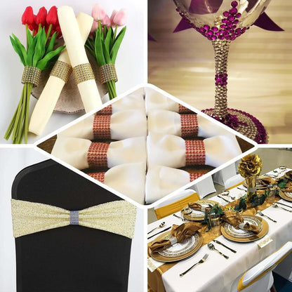 Efavormart 10 Pack Pink Diamond Rhinestone Napkin Ring with Self Adhesive Strip for Wedding Banquet Party