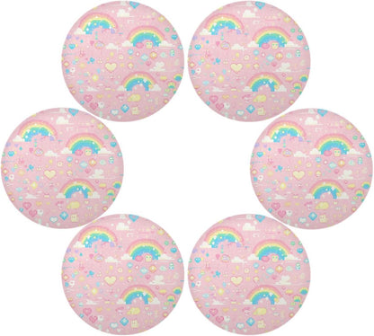 Pixal Peach Pattern Rainbow placemats round washable reusable chalkboard placemats rustic individuales para 15.4x15.4in set of 6