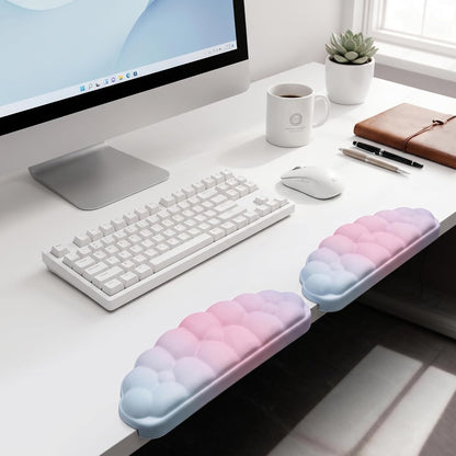 L-Shaped Desk Elbow Pad for Desk Cloud Wrist Rest for Computer Keyboard and Mouse Elbow Wrist Support Padding Non-Slip 2 Pack Ergonomic Desk Edge Cushion Arm Rest for Desktop Gaming Office Pink Purple