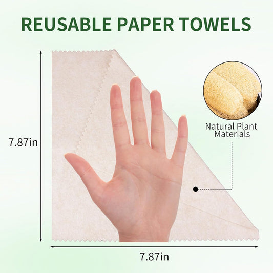 5 Pack Swedish Dishcloths for Kitchen, 100% Compostable Loofah & Plant Fiber Swedish Dish Cloths, Reusable Paper Towels, Super Absorbent, Non-Stick Oil, Fast Dry(7.87x7.87in)