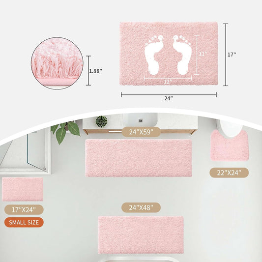 Disolla Pink Bathroom Rug 17x24 - Non-Slip Plush Small Bath Mat, Highly Absorbent & Ultra Soft Fluffy Floor Mat, Machine Washable for Shower and Tub