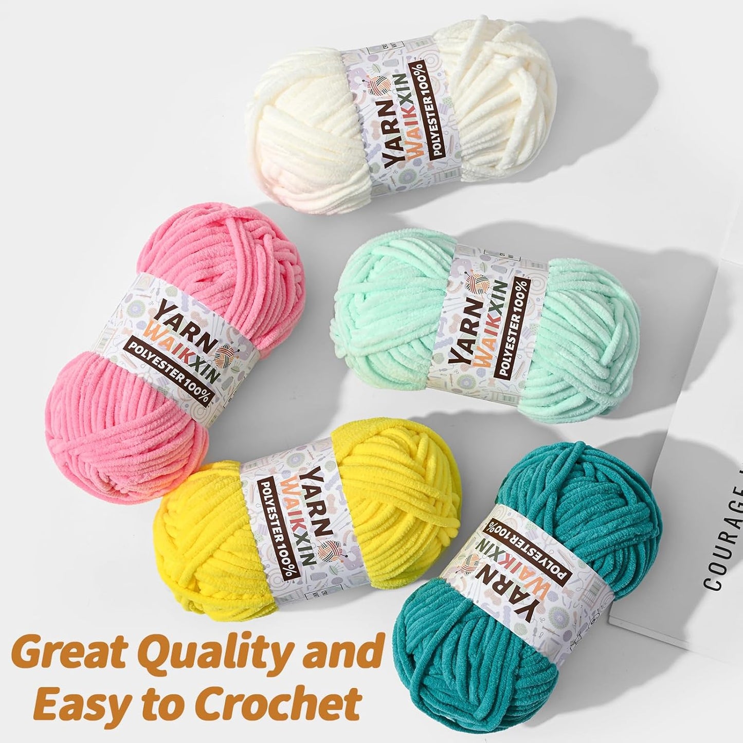 3 Pack Soft Chenille Yarn for Crocheting, Fluffy Chunky Crochet Yarn for Baby Blanket, (5.29oz/196.8yds) Fuzzy Velvet Yarn for Amigurumi&DIY Puzzle、Crafts、Scarf(3 Deep Pink)