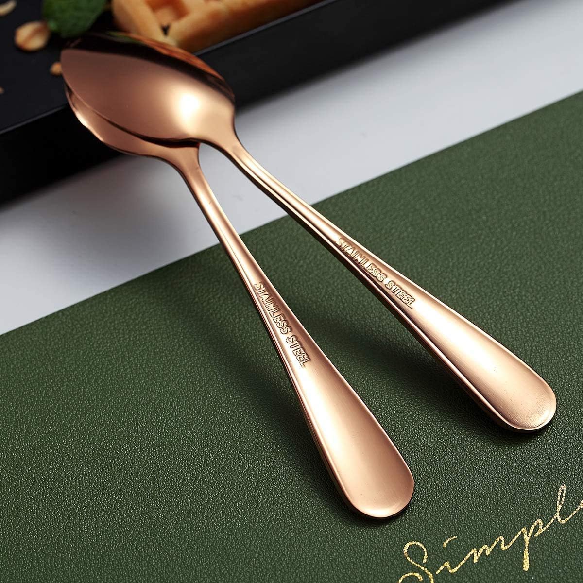 Kyraton Rose Gold Coffee & Tea Spoons, 5.5" Titanium Plated, Pack of 6