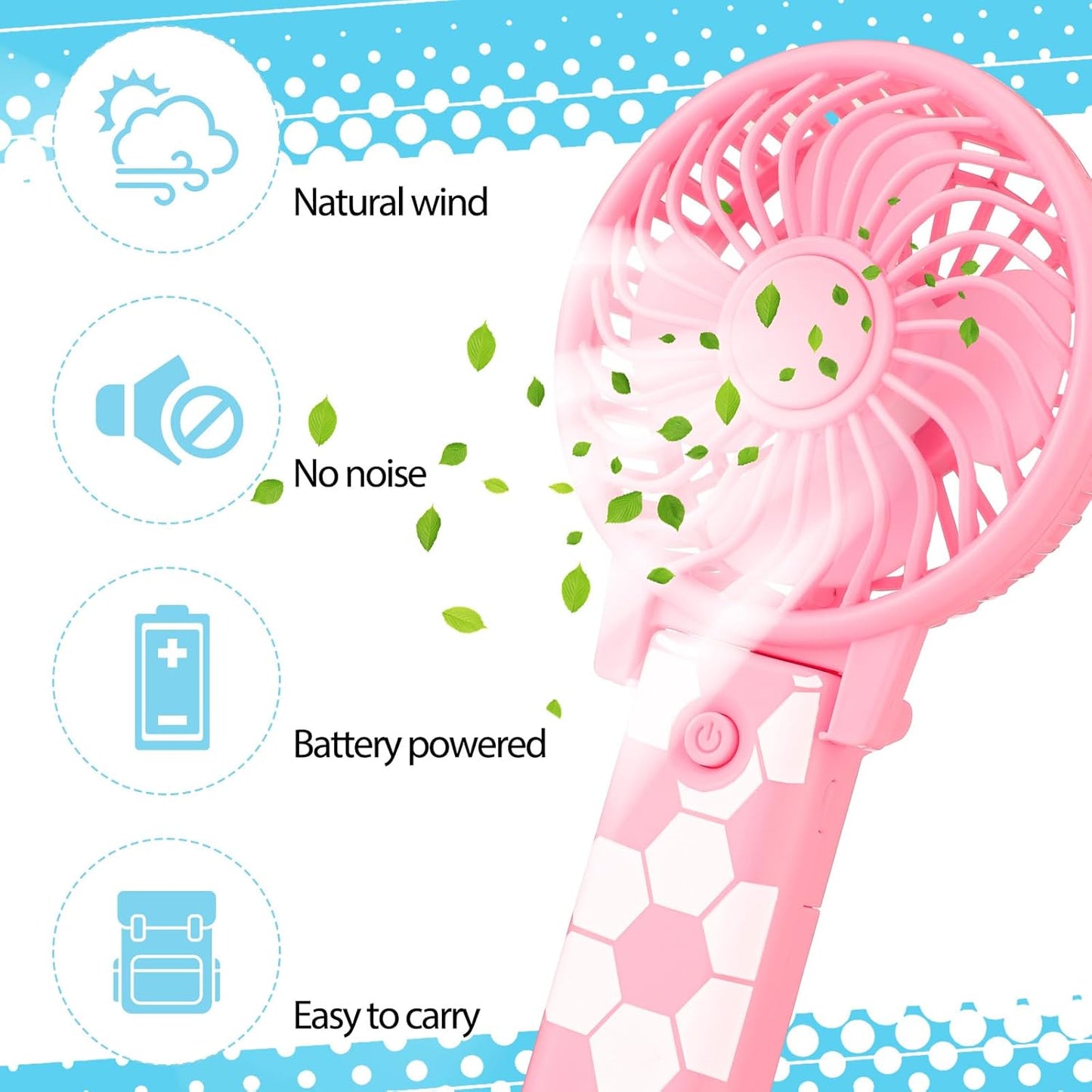 Glooglitter 12 Pcs Soccer Portable Fans Foldable Pink Soccer Handheld Fans Bulk with Lanyard Small Personal Fan Favor for Team Gift Outdoor Sport Game Cooling Favors, Battery Not Include