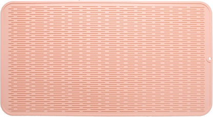 MicoYang Silicone Dish Drying Mat for Multiple Usage,Easy clean,Eco-friendly,Heat-resistant Silicone Mat for Kitchen Counter or Sink,Refrigerator or Drawer Liner Pink 4XL 32 inches x 18 inches