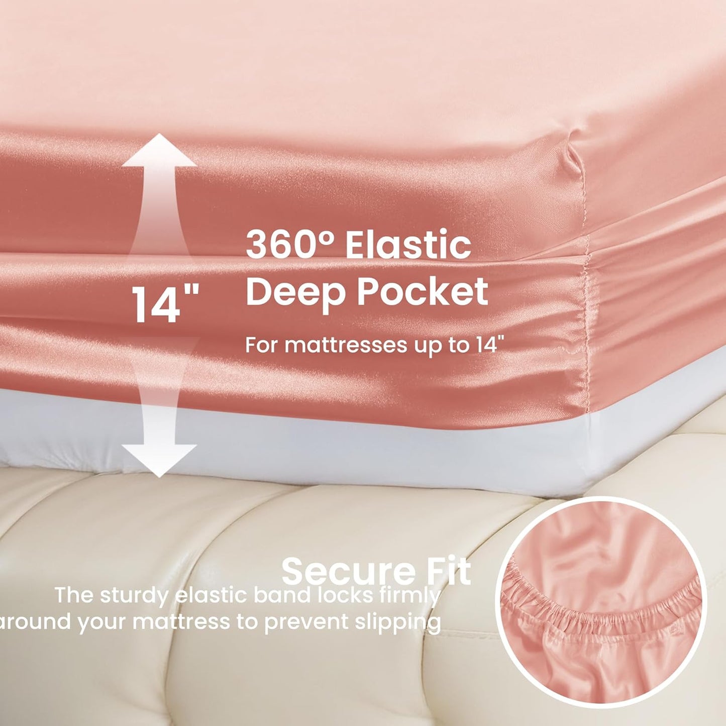 Love's cabin Full Size Satin Sheet Sets - 4 Piece Coral Silky Satin Sheet Set Full with Deep Pocket, Luxury Silk Feel Satin Bed Sheets Full Bedding Set (1 Flat Sheet,1 Fitted Sheet,2 Pillow Cases)