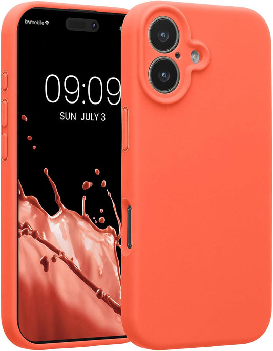 kwmobile Case Compatible with Apple iPhone 17 Case - Slim TPU Silicone Phone Cover - Soft Touch Finish - Vivid Coral