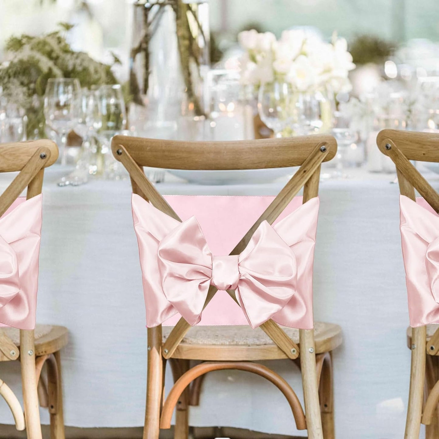 P Pothuiny 12 Pcs Light Pink Satin Table Runner 12 x 72 Inch Long Smooth Wedding Table Runners for Banquets, Graduations and Birthday Party Decoration