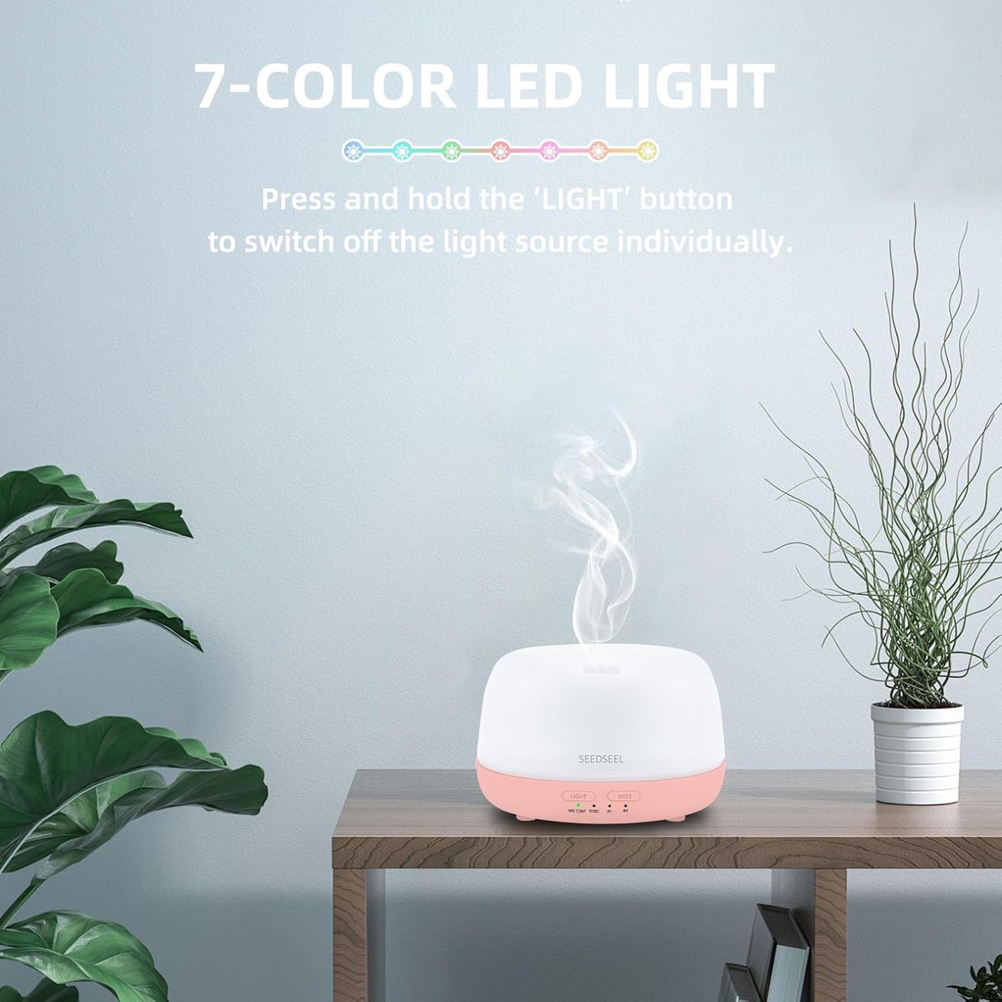 SEEDSEEL 300ML Essential Oil Diffuser with Remote Control, Aromatherapy Diffuser with 7-Color Changing LED Light for Home,Bedroom, Office