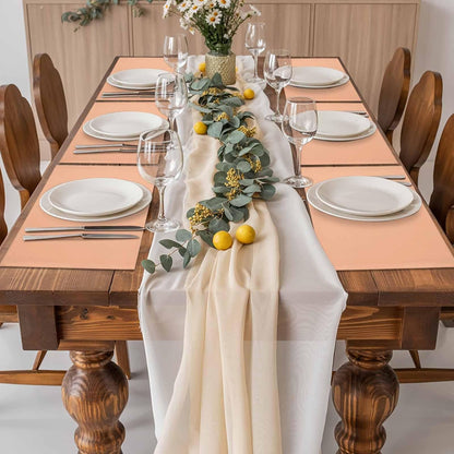 Peach Fuzz Placemats Set of 6 Modern Pure Peach Fuzz Place Mats Indoor Wipeable Table Mats Washable Cloth Dining Table Placemats for Kitchen Holiday Party Home Decor 13x19 Inch