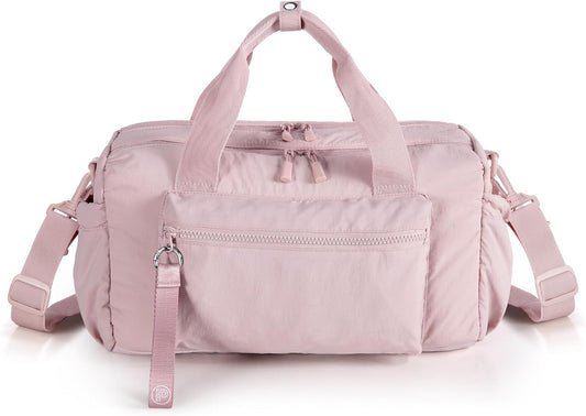 Small Gym Bag for Women, Mini Duffle Bag with Wet Compartment, 12L Travel Carry on Weekender Bag for Sports, Workout and Fitness, Pink