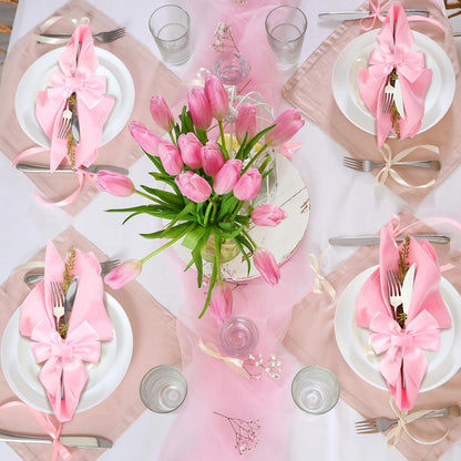 Hahafelt 25 Pcs Pink Bow Napkin Ring Set Bow Velvet Napkin Holder 3.5 x 4 Inch Coquette Buckles Table Decoration for Wedding Anniversary Dinner Banquet Birthday Bachelorette Party Supplies
