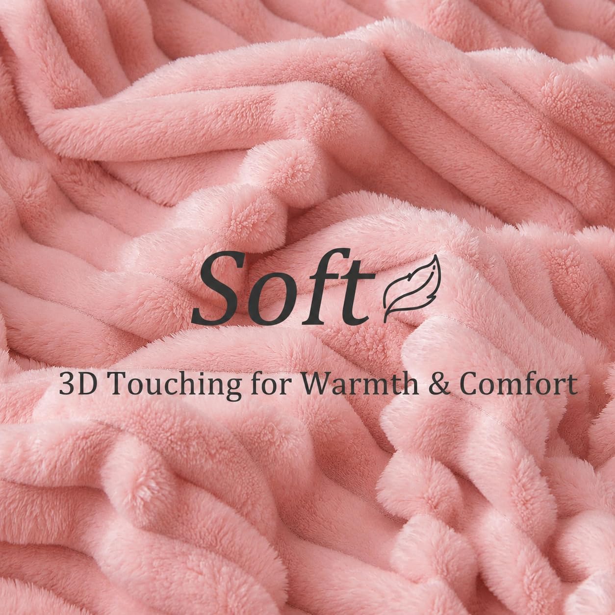 Ultra Soft 3D Striped Throw Blanket Couch Sofa Bed, Cozy Plush Fluffy Fleece Blanket Bedroom Home Decor, Warm Lightweight Gentlesoft Blanket Gifts for Birthday(Pink Full(71"x87"))